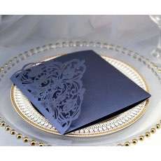 Dark Blue Marriage Invitation Card Wedding Supplies Lace Card Wholesale